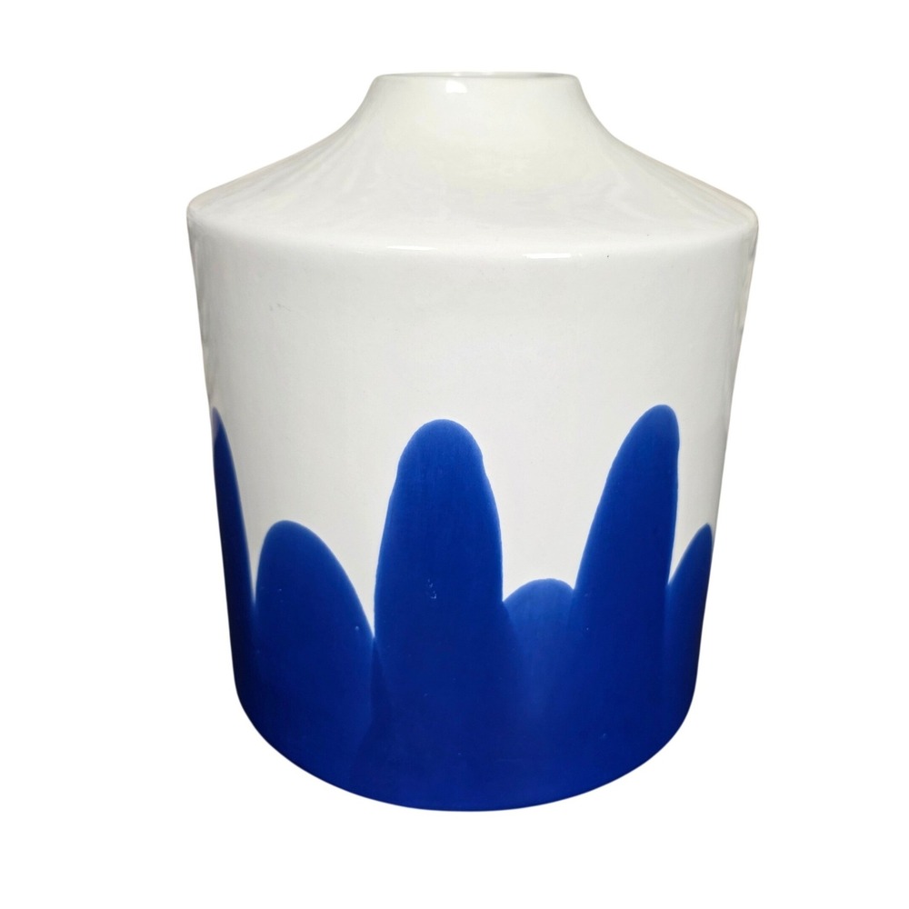 Project 62 Stoneware Vase White Blue‎ Drip Glaze Handcrafted Decorative 9"